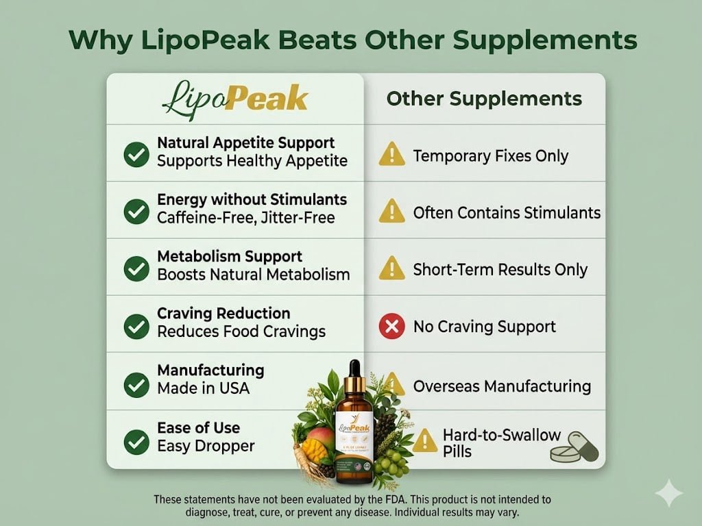 LipoPeak certification badges made in USA FDA inspected cGMP certified